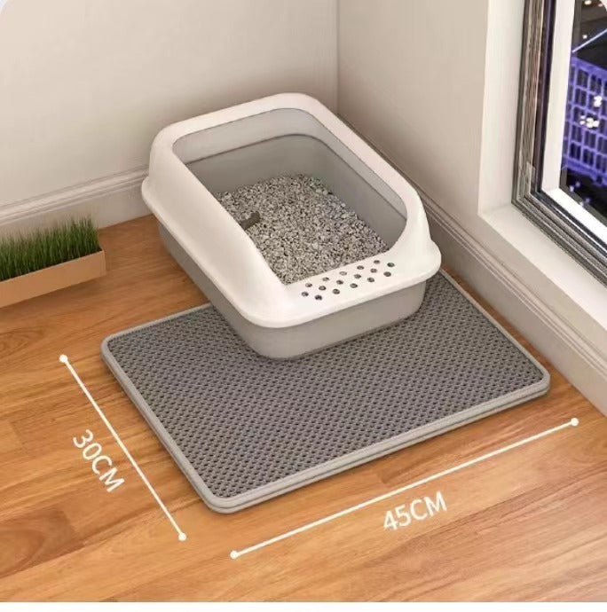 Tapis à Litière pour Chat à Double Couche Anti-Éclaboussures