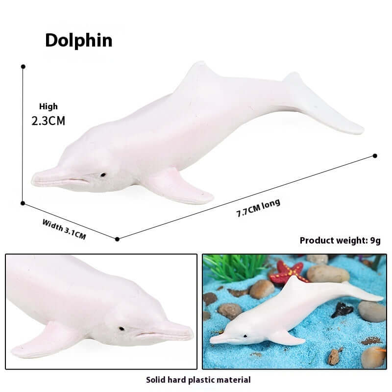 Modèle de dauphin en plastique solide, 7,7 cm de long, jouet éducatif pour enfants.