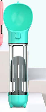Bouteille d'eau multifonctionnelle pour chiens, design ergonomique et couleurs vives, idéale pour promenades.