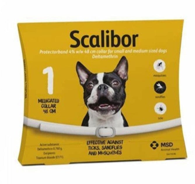 Collier Scalibor pour chiens, efficace contre les tiques, sandflies et moustiques, taille 48 cm.