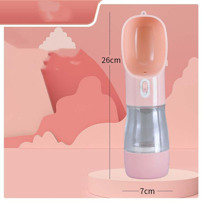 Bouteille d'eau portable pour chien, pratique pour les promenades et voyages avec un design élégant et coloré.