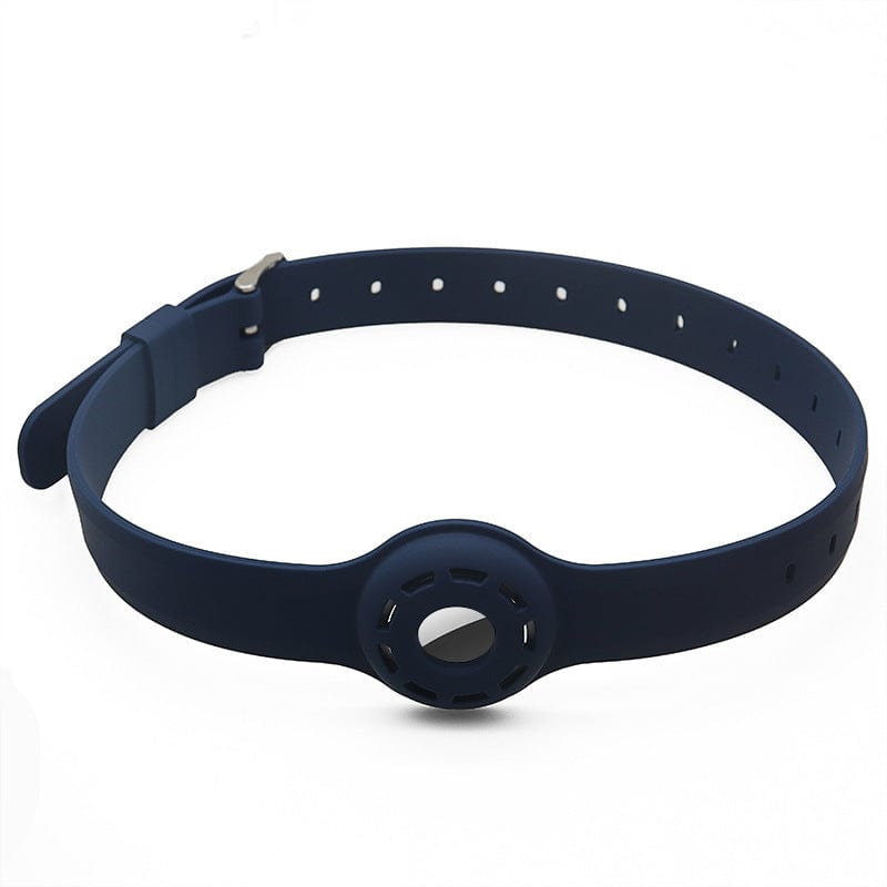 Collier antichute en silicone pour animaux avec emplacement pour tracker Airtag, couleur bleue