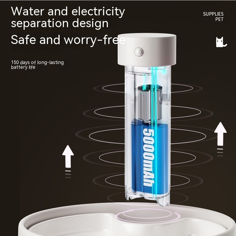 Intelligent water dispenser for cats featuring water and electricity separation design with 150 days battery life.