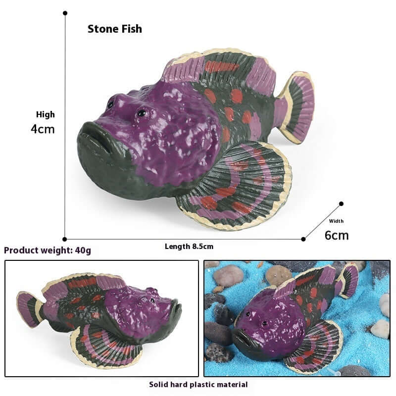 Modèle de poisson diable en plastique durable, taille 4x8.5 cm, jouet cognitif marin pour enfants.