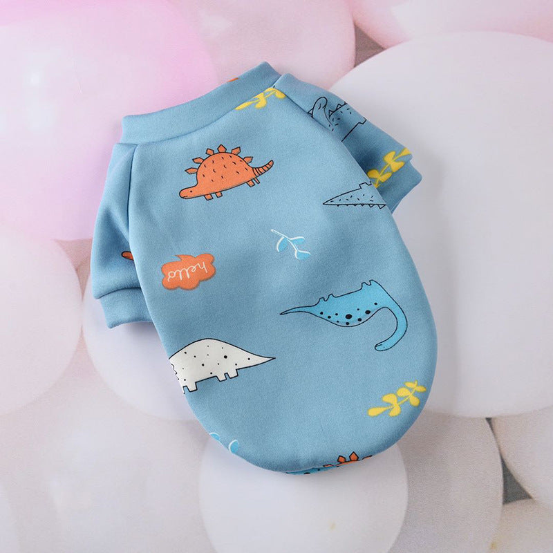 Vêtement pour petits chiens en polyester, motif dinosaure, idéal pour l'automne et l'hiver.