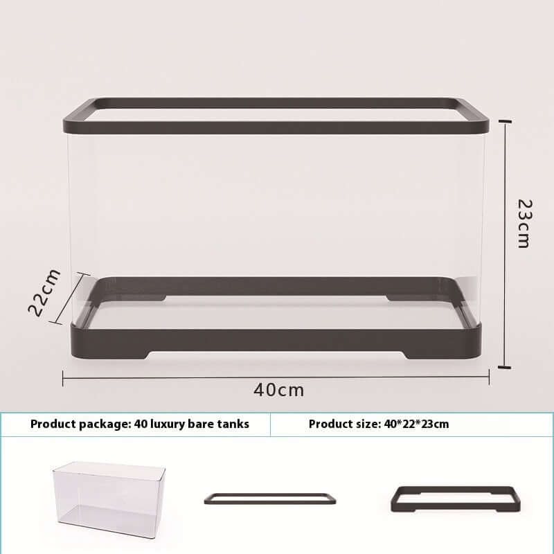 Aquarium acrylique transparent de 4ème génération, dimensions 40x22x23 cm, design élégant et moderne pour poissons.