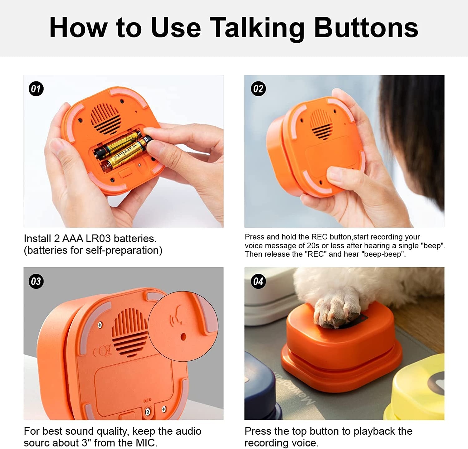 Boutons de Communication Canine MEWOOFUN