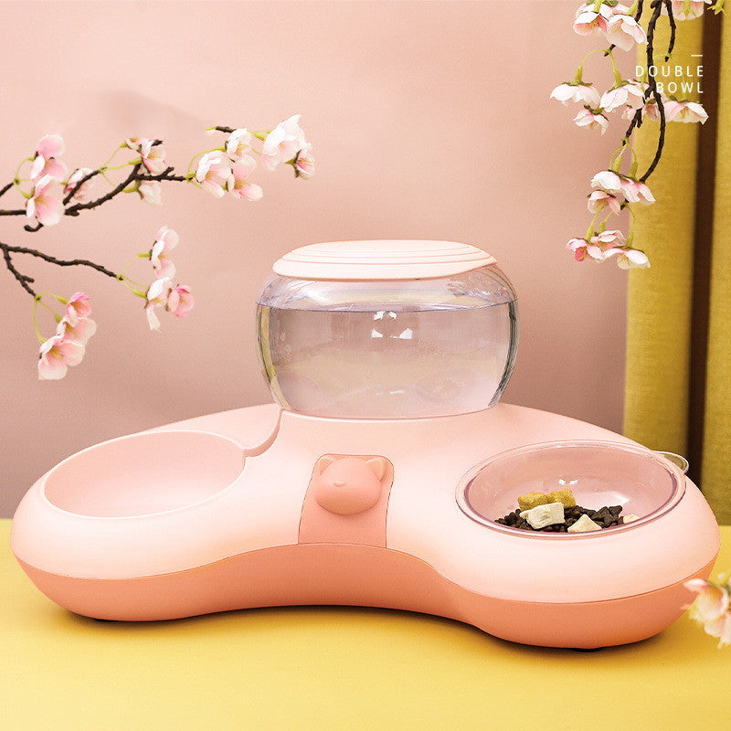Bol Double Automatique pour Eau et Nourriture en Forme de Croissant
