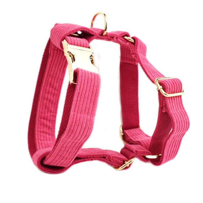 Harnais de sécurité rose pour chien, confortable et réglable, idéal pour les promenades.