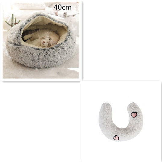 Lit Douillet 2 En 1 pour Chiens et Chats - Lit d'Hiver Rond en Peluche
