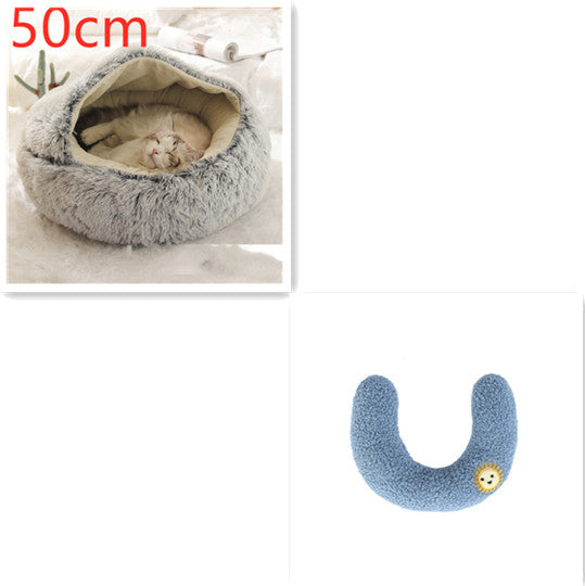 Lit Douillet 2 En 1 pour Chiens et Chats - Lit d'Hiver Rond en Peluche