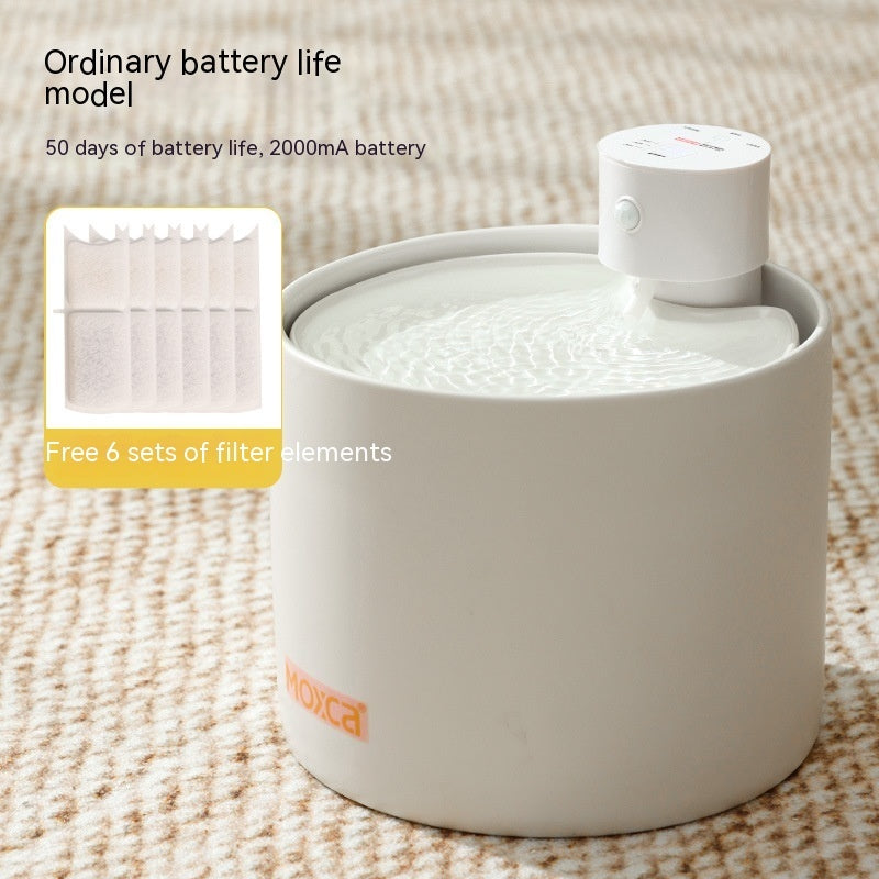 Distributeur d'eau intelligent pour chats, modèle batterie 2000mA, offrant 50 jours d'autonomie et 6 filtres gratuits.