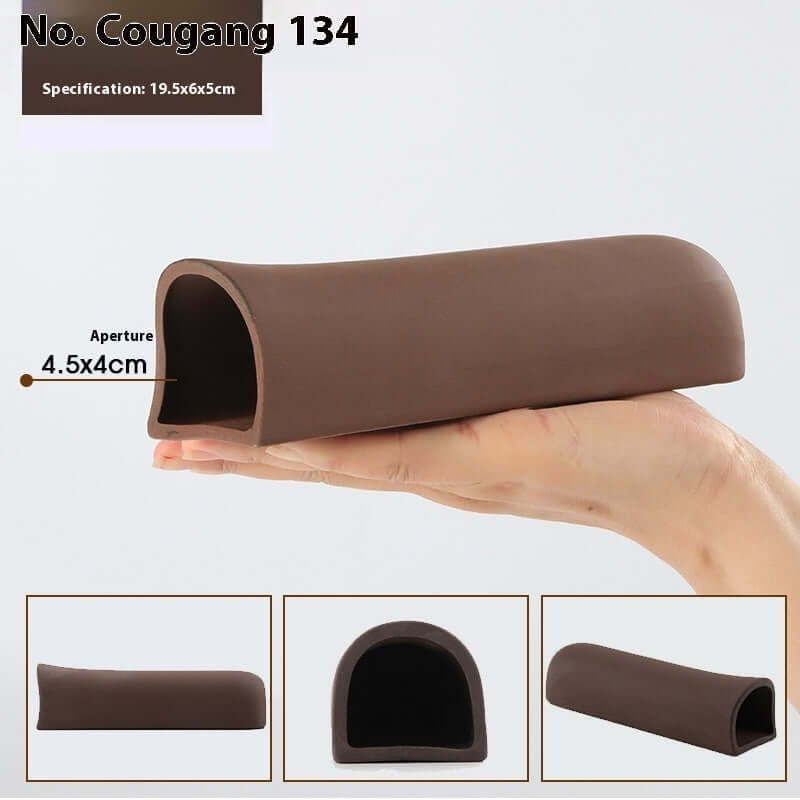 Sandy-colored aquarium cave for fish, size 19.5x6x5cm, providing a secure hideout for aquatic pets.