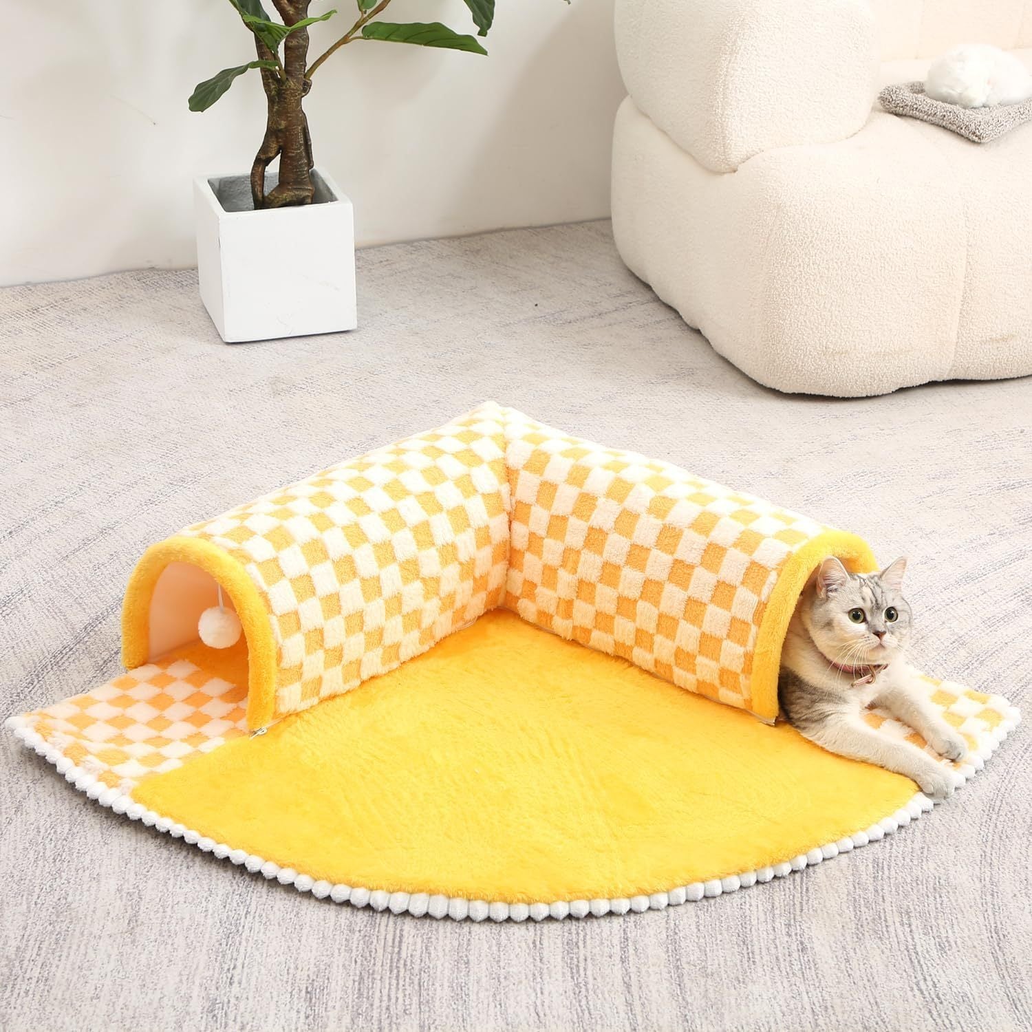 Lit Tunnel 2 en 1 pour Chiens et Chats en Peluche