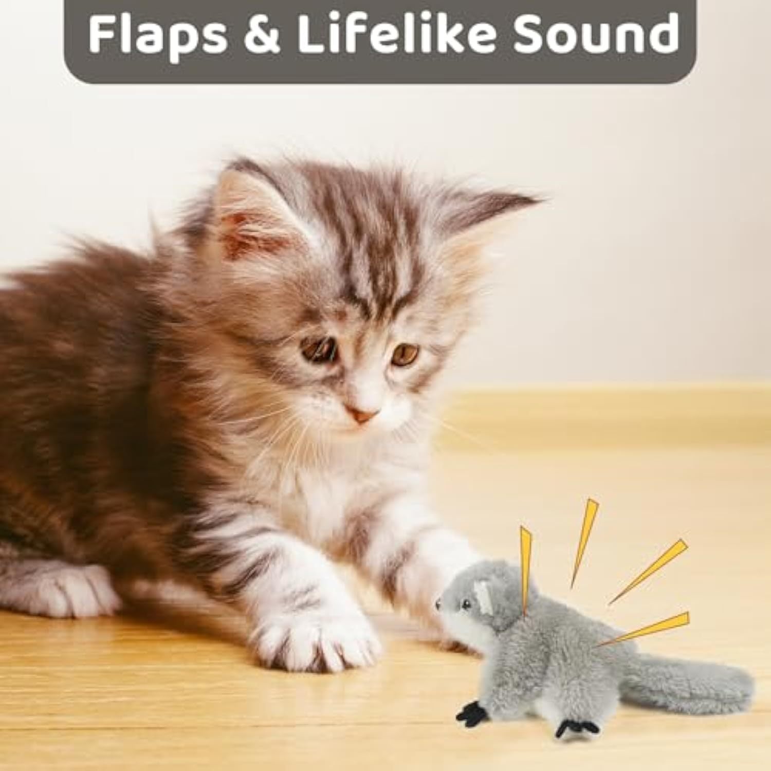 Jouet interactif pour chat - Écureuil vivant avec son