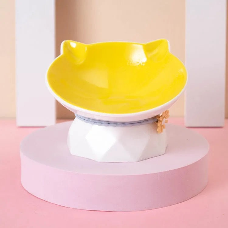 Bol en Céramique pour Chat - Rose Lotus et Bleu