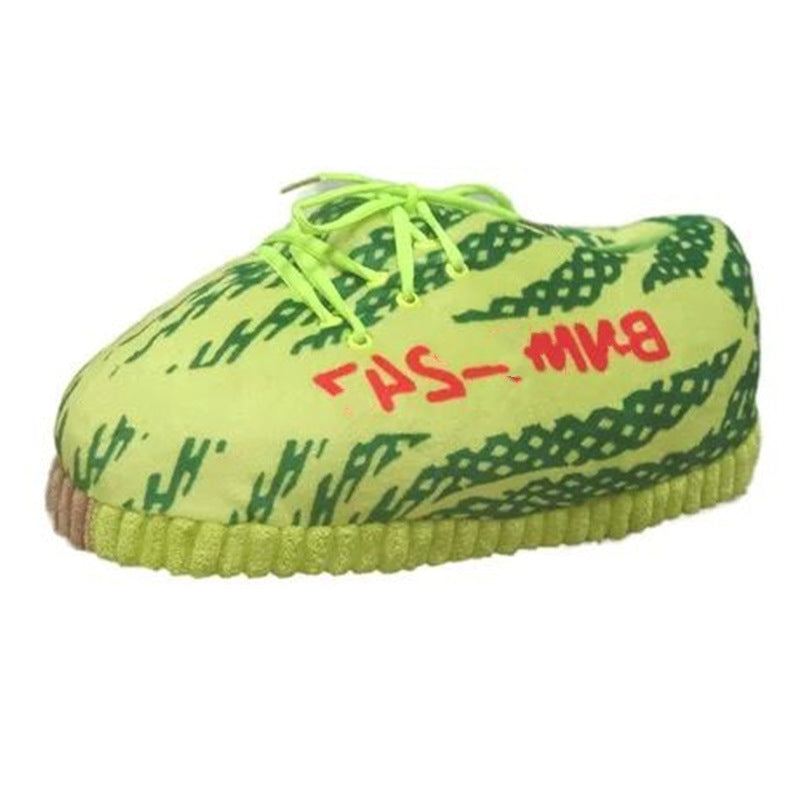 Chausson en peluche pour chien en forme de chaussure verte, doux et confortable pour le repos et le jeu des animaux.