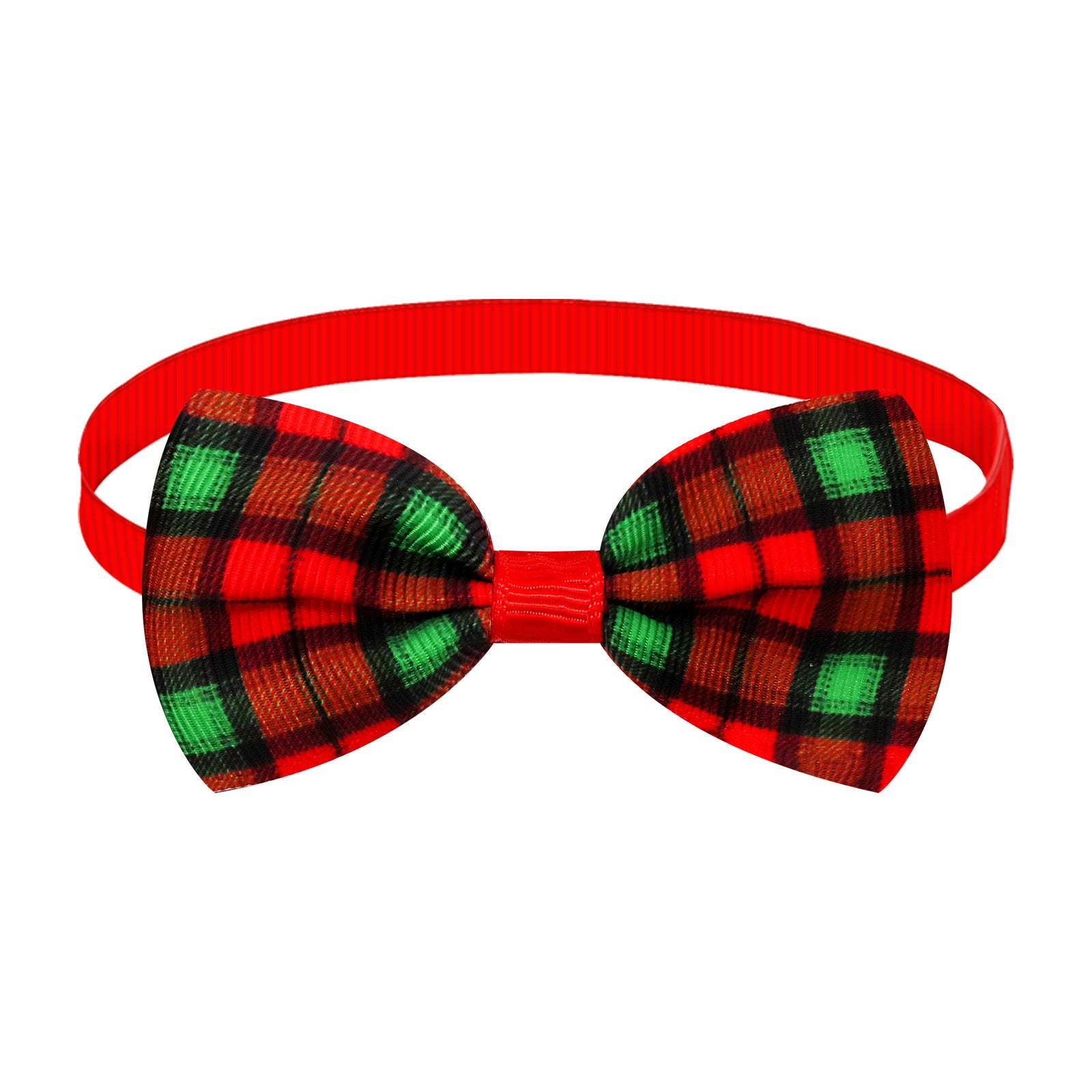 Nœud papillon à rayures plaid de Noël rouge et vert pour chien et chat, élégant et stylé pour toutes occasions.