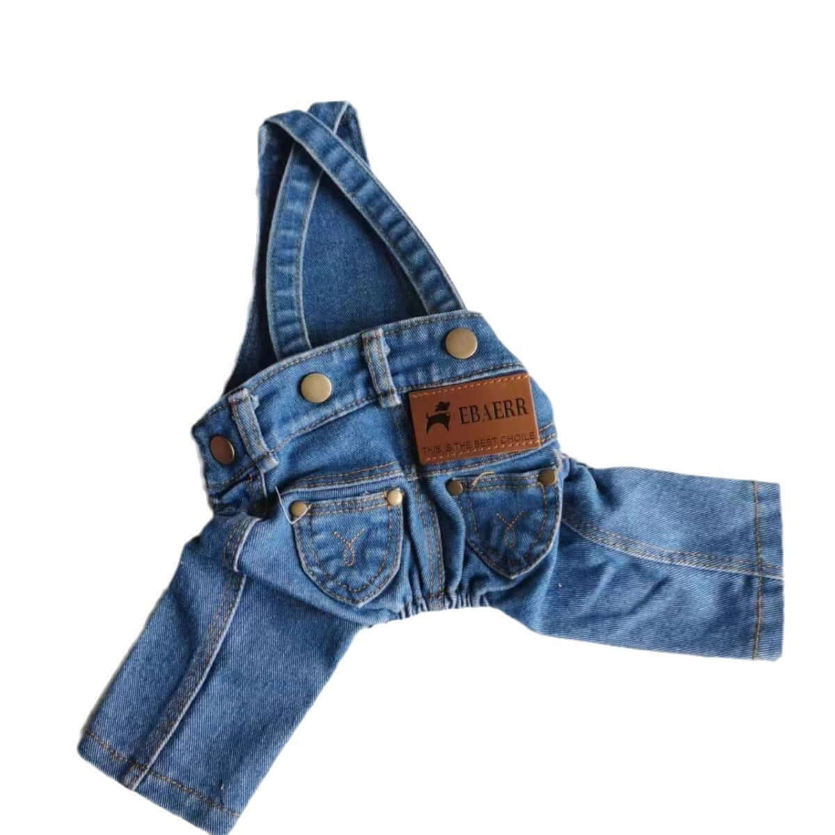 Pantalons salopette en denim pour chiens, coupe décontractée, style tendance pour animaux de compagnie.