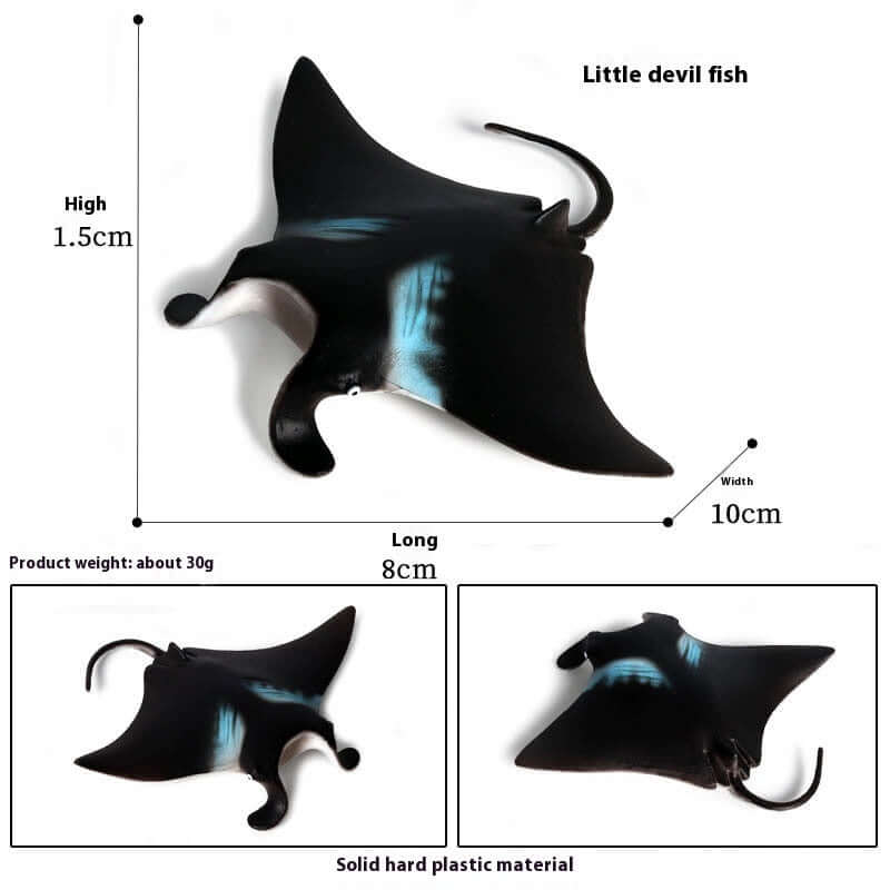 Modèle de poisson diable en plastique durable, jouet cognitif marin pour enfants, dimensions 10x1.5cm.