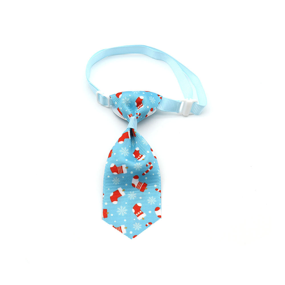 Nœud papillon de Noël bleu pour animaux de compagnie avec motif de bonhommes de neige.