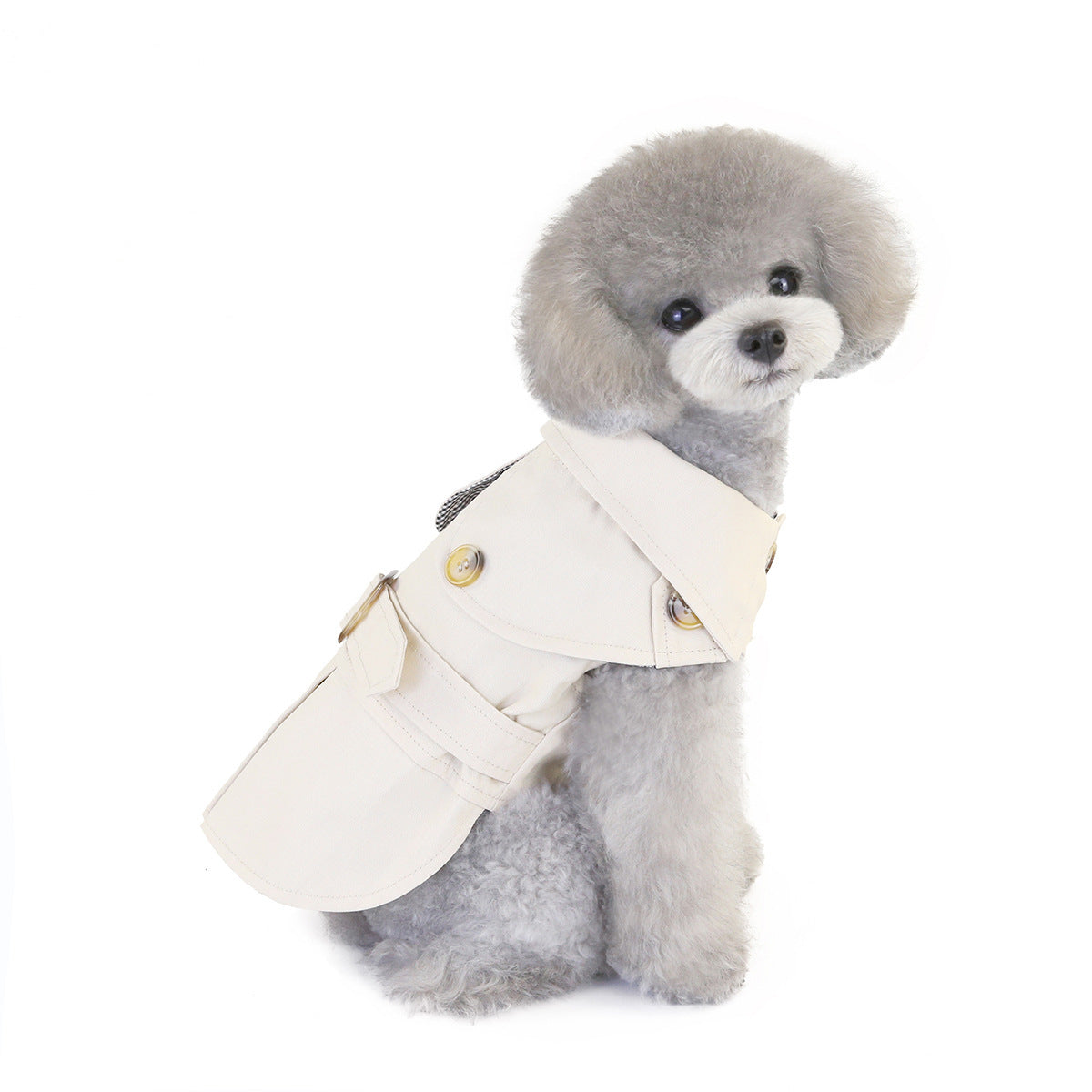 Chic veste coupe-vent beige pour chien, parfaite pour l'automne et l'hiver, offrant style et confort.