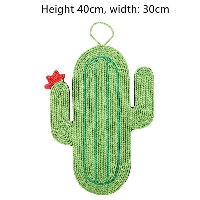 Tapis à gratter cactus pour chats, taille 40x30cm, en corde résistante et colorée.