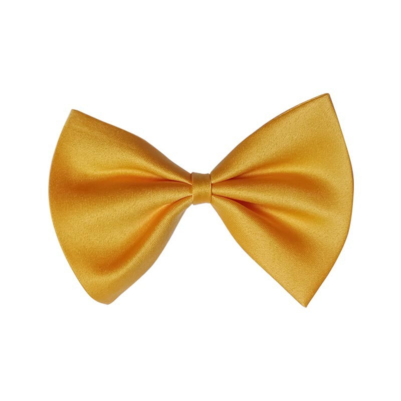 Nœud en satin jaune pour accessoires d'animaux, parfait pour collier ou vêtements pour animaux.