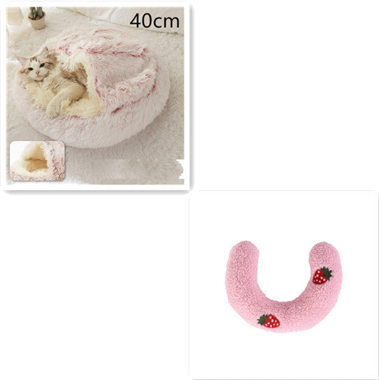 Lit Douillet 2 En 1 pour Chiens et Chats - Lit d'Hiver Rond en Peluche