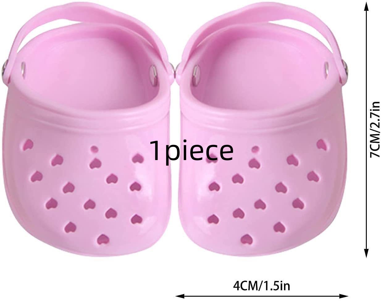 Chaussures pour chien en silicone rose avec trous en forme de cœur, mesurant 7cm de hauteur et 4cm de largeur.