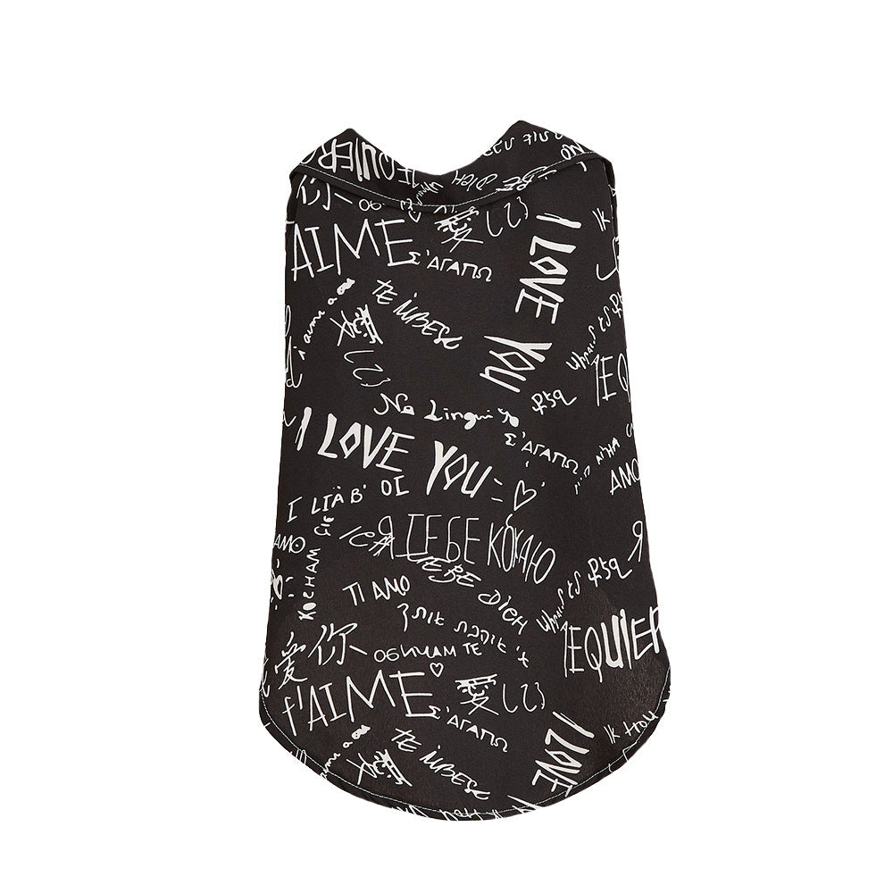 T-shirt imprimé 'I Love You' pour petits chiens en coton doux, design élégant et confort optimal.