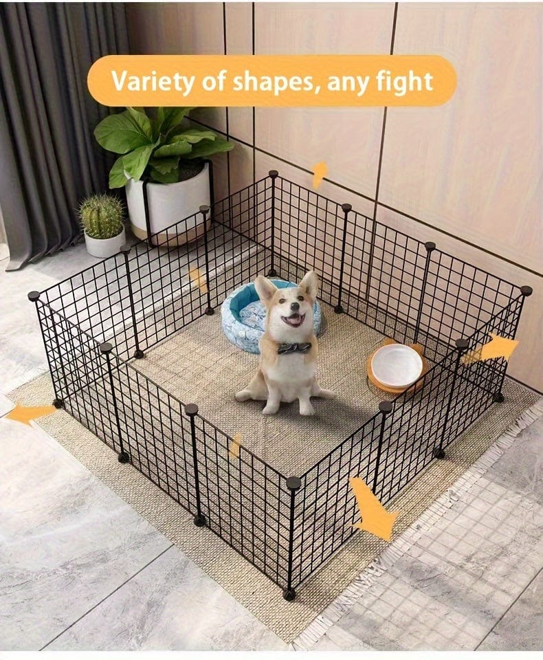 Cage pour chien intérieure avec un chien à l'intérieur, offrant un espace sécurisé et confortable, idéal pour l'entraînement.