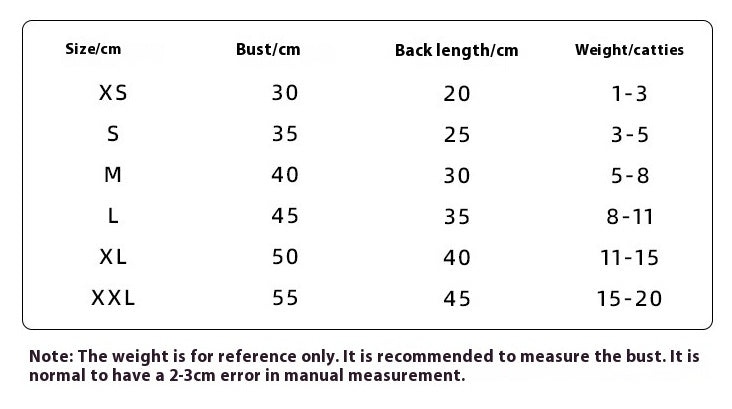 Size chart for Salopette Texturée Cœur for small dogs, including bust, back length, and weight recommendations.